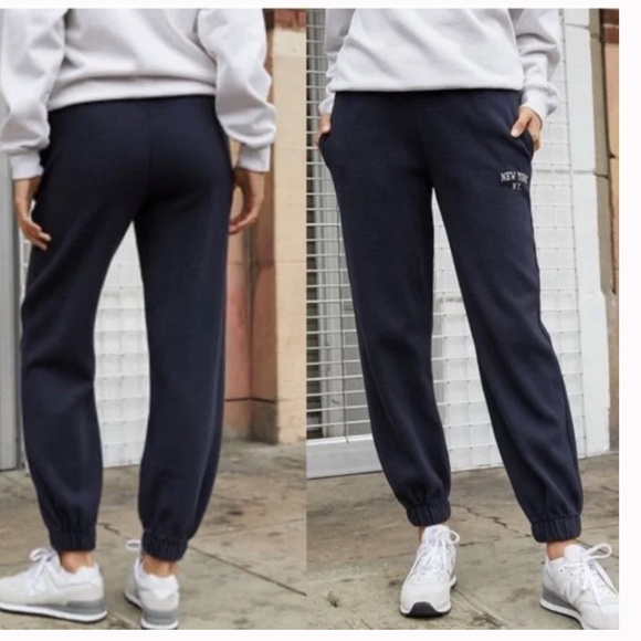 BRANDY MELVILLE Rosa Navy Blue “New York New York” Joggers OS - Picture 3 of 16
